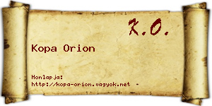 Kopa Orion névjegykártya